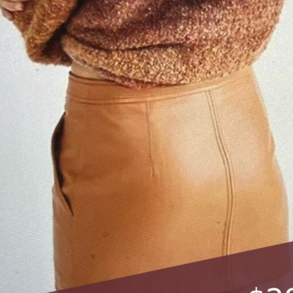 Free People Brown Maya Mod Vegan Leather Zipper Mini Skirt Size Small 4 - Picture 2 of 7
